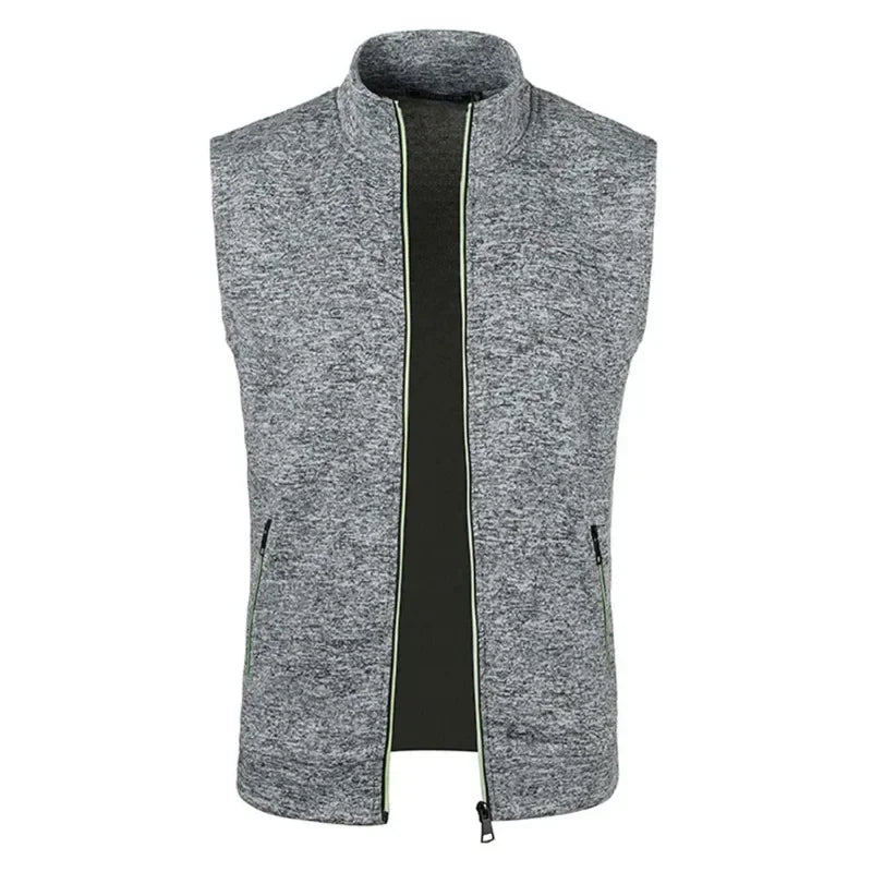 Autumn Mens Zipper Sleeveless Coats Outdoor Turtleneck Sweaters Breathable Solid Color Streetwear Jacket Vest Men Athletic Tops