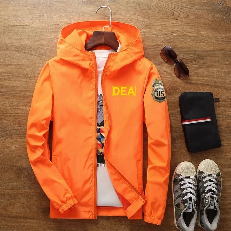 Sunscreen Waterproof FBI Shield Casual Jackets Ultra Light Men's Summer Hooded Jacket Super Thin Windbreaker Packable Skin Coat