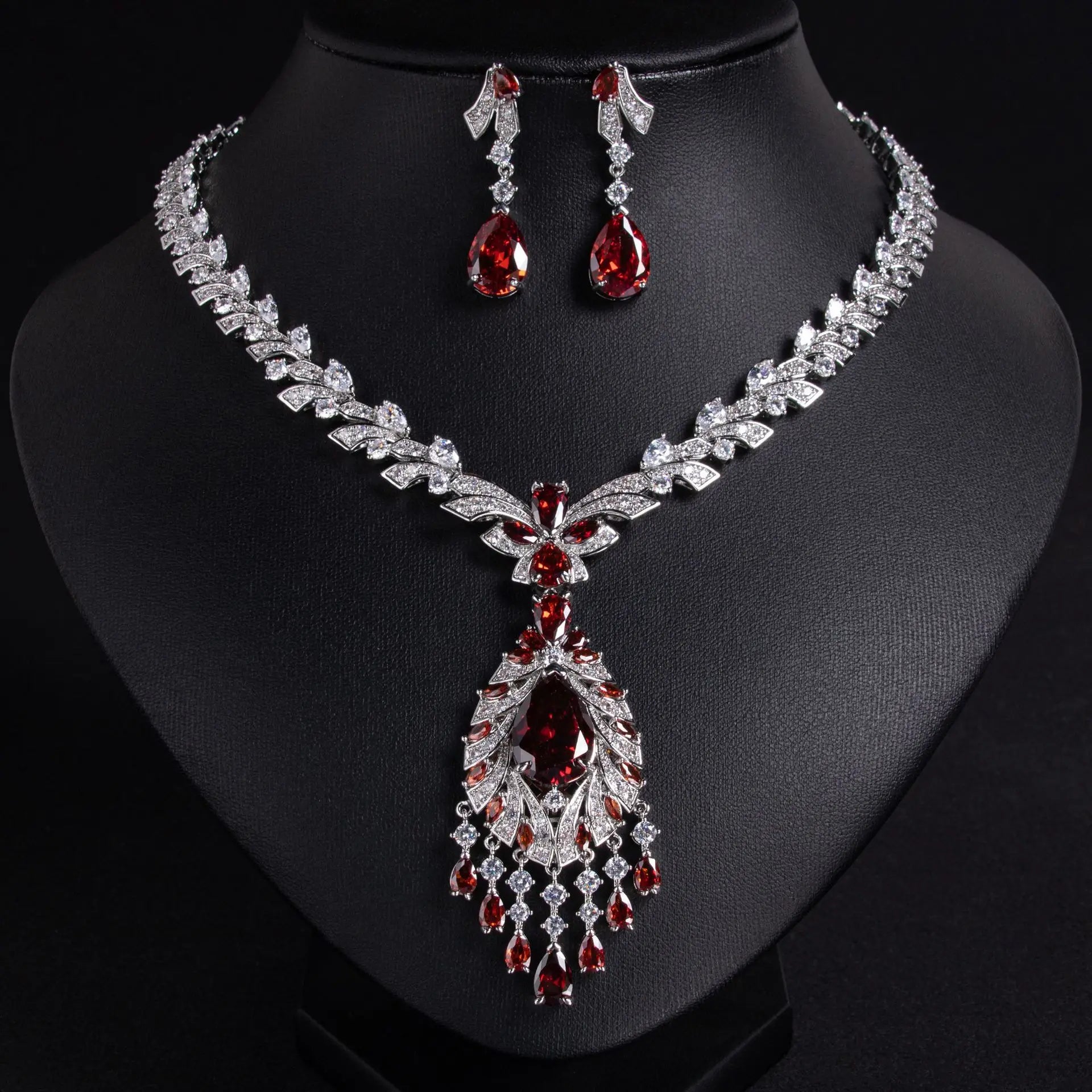 Temperamento Elegante Collana Orecchini Ciondolo Gioielli Estate Vestito Accessori Set Partito Matrimonio Sposa Regalo M-286
