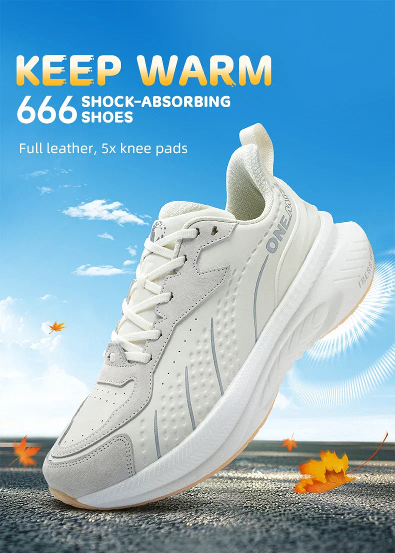 Winter Training Running Shoes for Men Sport Shoes Leather Warm Wear-resistant Female Jogging Shoes Walking Sneakers