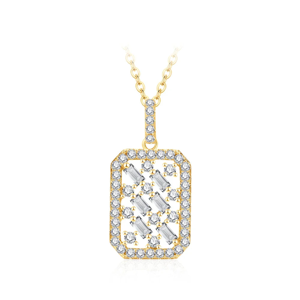 Solid S925 Silver Full Moissanite Necklace for Women D VVS1 Diamond Sparkling Pendent Engagement Luxury Fine Jewelry
