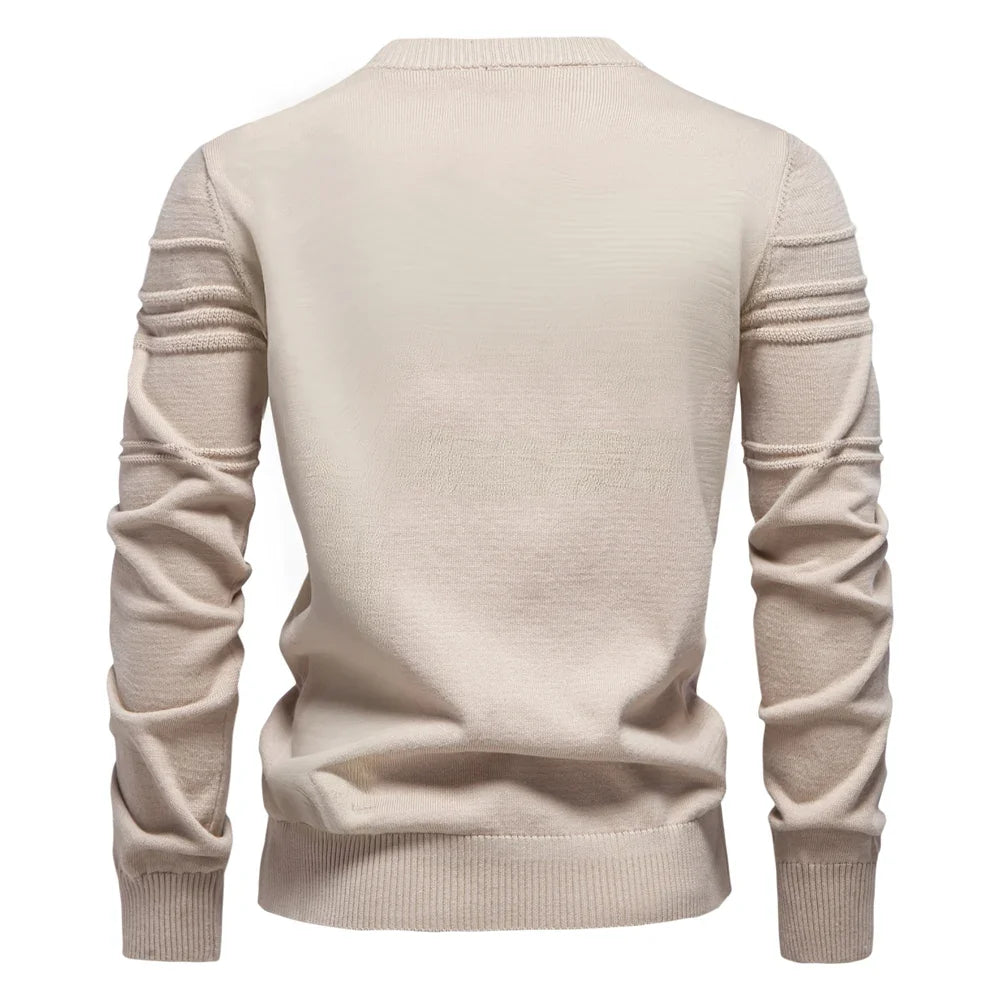 Mens Crewneck Pullover Sweater Knitted Cotton Stripped Quality Autumn Winter Warm Sweaters for Men