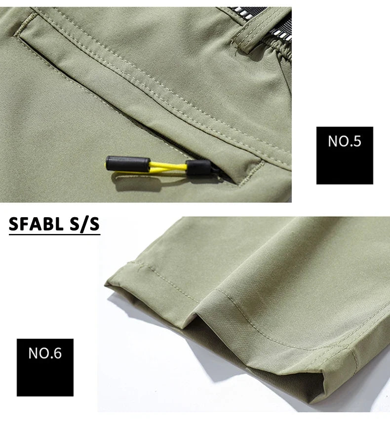 SFABL 5XL Summer Quick Dry Hiking Pants Men Stretch Waterproof Tactical Pants Zipper Pockets Trousers Lightweight Fishing Pants