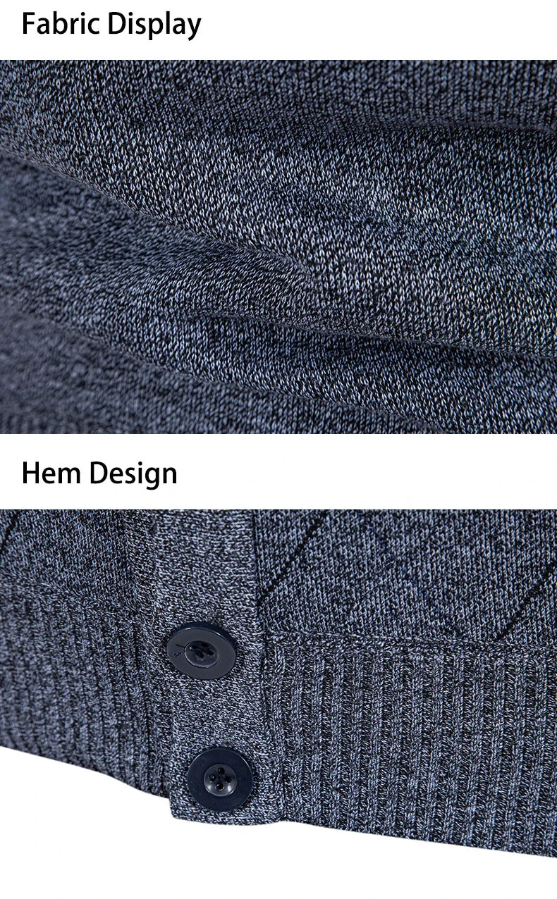 Men Plaid Cardigan V-neck Fleece Sweater Men's  Autumn Clothing Classic Cardigans Jacket Button Mens Knitting Outwear