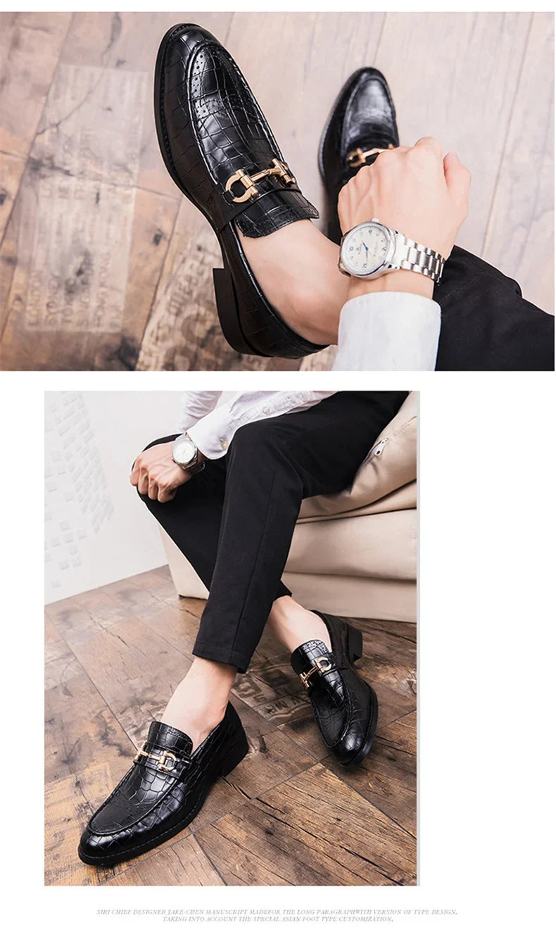 Classic Social Leather Shoes For Men Leather Loafers Wedding Casual Business Brogues Shoes Men Office Leather Men's Dress Shoes
