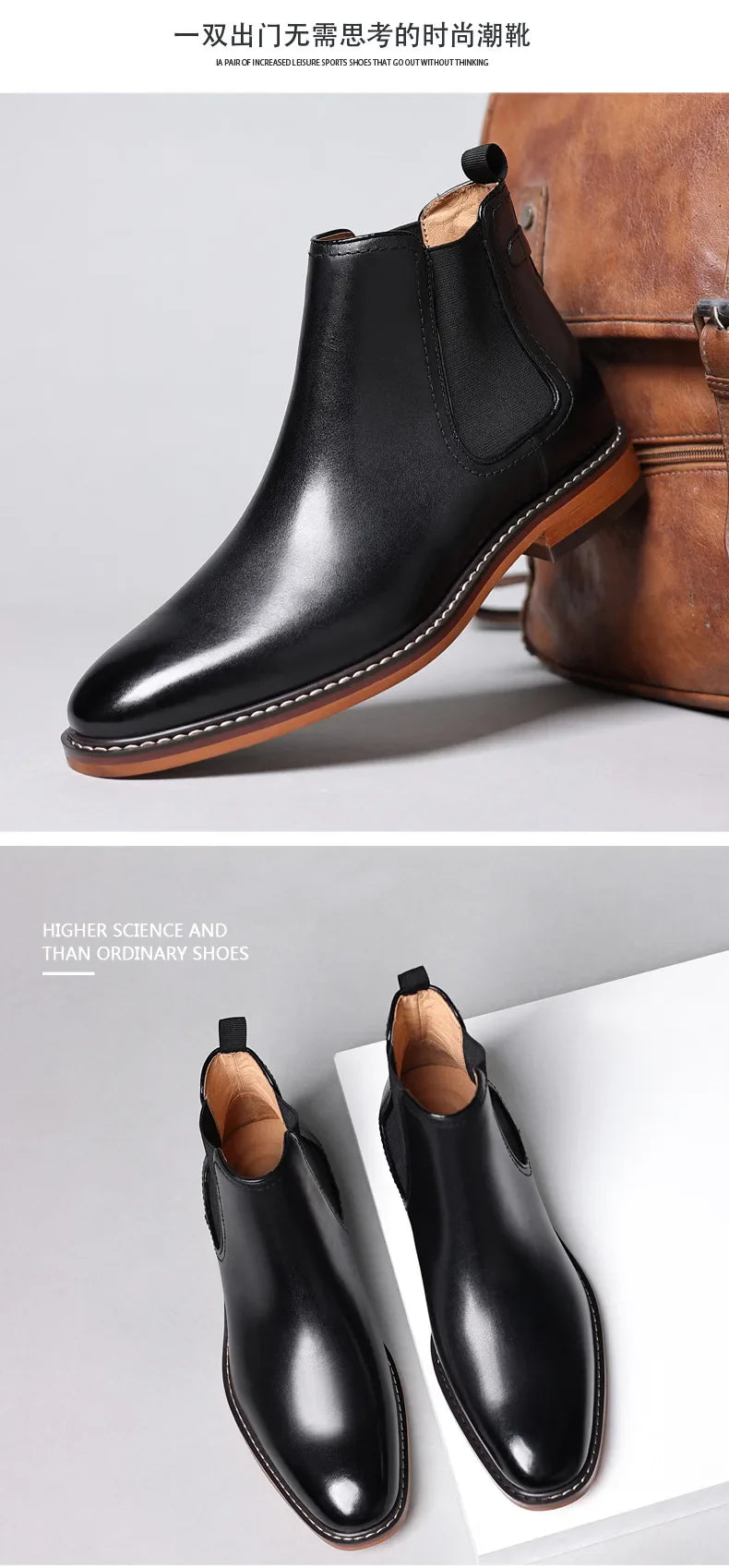 Brand Men's Chelsea Boots Genuine Cow Leather Handmade Boot Shoes Work Shoes For Formal Dress Wedding Business Party New