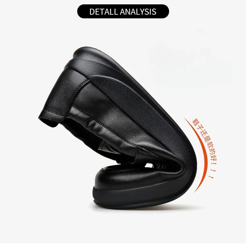 Spring Summer New Genuine Leather Shoes Men Solid Color Fashion Loafers Male Soft Sole Anti-slip Height-increasing Loafers Man