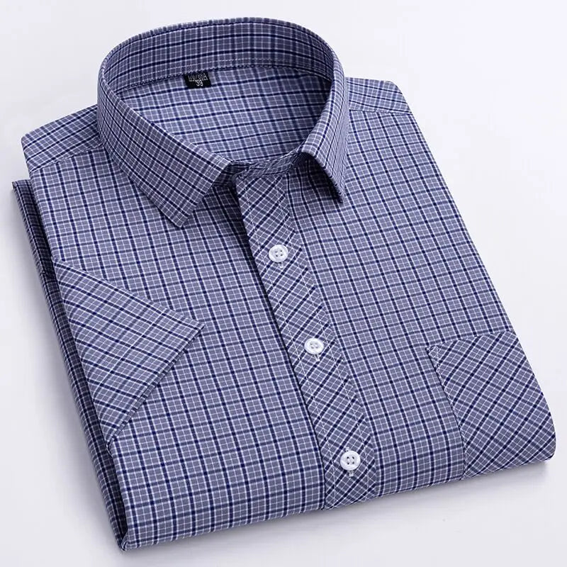 Men's Plaid Short-sleeved Shirt light Breathable