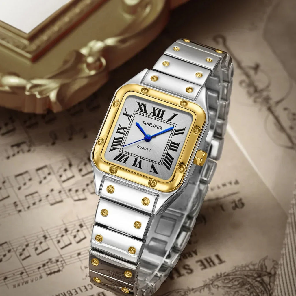 Square Women Watches Ladies Quartz Watch Female Wristwatch Stainless Steel Bamboo Strap Casual Lady Clock Watch Relogio Feminino