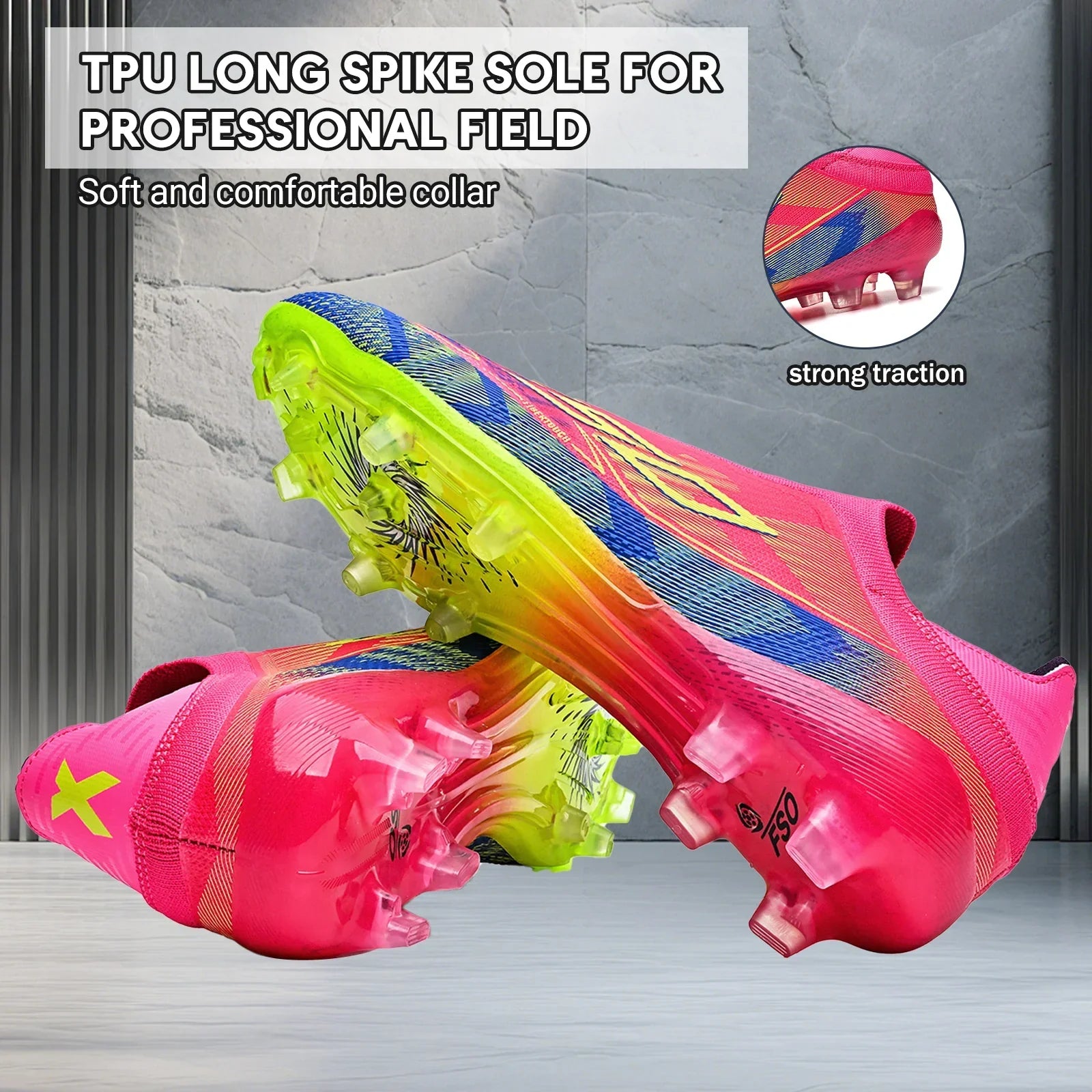 Classic Style AG FG football shoes PU Fabric Ventilated Upper TPU Wearproof Outsole Unisex Kids Outdoor Football Shoes