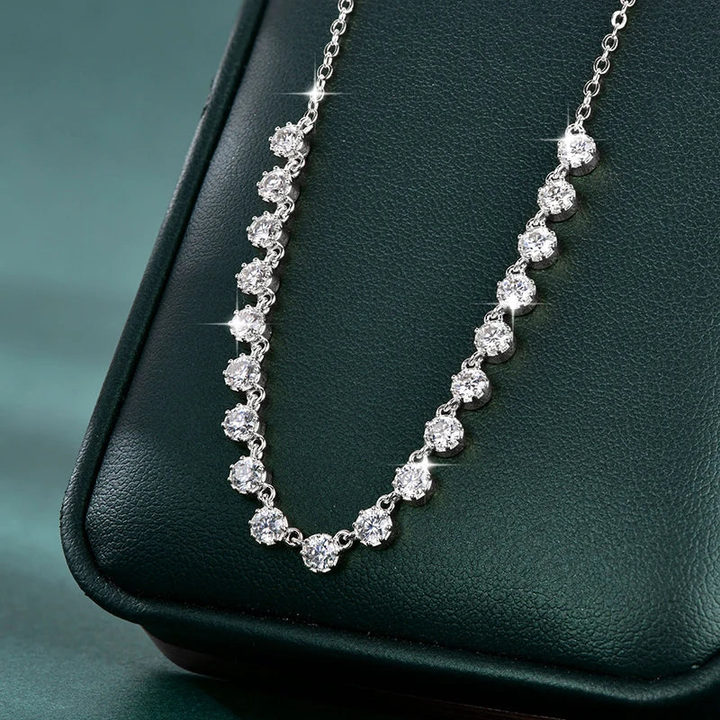 Sparkling 3MM Moissanite Bubble-Style Necklace 14K Gold Filled Choker Necklace for Women Wedding Jewelry Accessories
