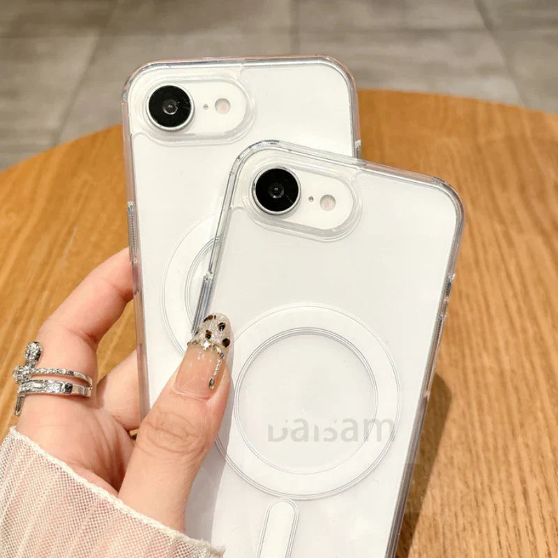 For Magsafe Magnetic Transparent Phone Case For iphone 16E 15 14 13 12 Mini 11 16 Pro Max XR X XS Max 7 8 Plus SE2020 Soft Cover