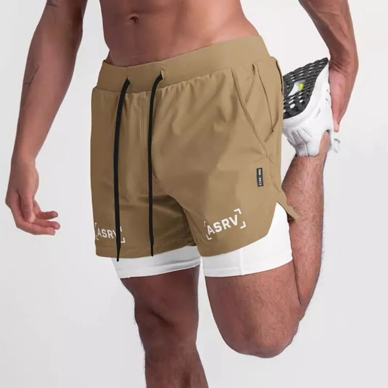 Mens Quick Dry 2 in 1 Double-deck Shorts Gym Fitness Basketball Jogger Short Pants Summer Sports Workout Bottoms Sweatpants