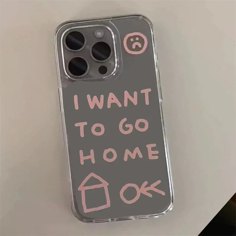 Ins Korean Cute Simple Graffiti Phone Case for iPhone 16 15 14 13 12 11 Pro Max X Xs Max XR 8 7 Plus Soft Clear Cover Fundas