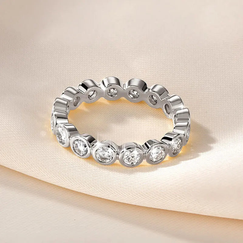 14k Gold Filled Full Eternity Ring Bezel 3mm D Round Moissanite Rings Stackable Bands GRA Certified Jewelry for Women 2026