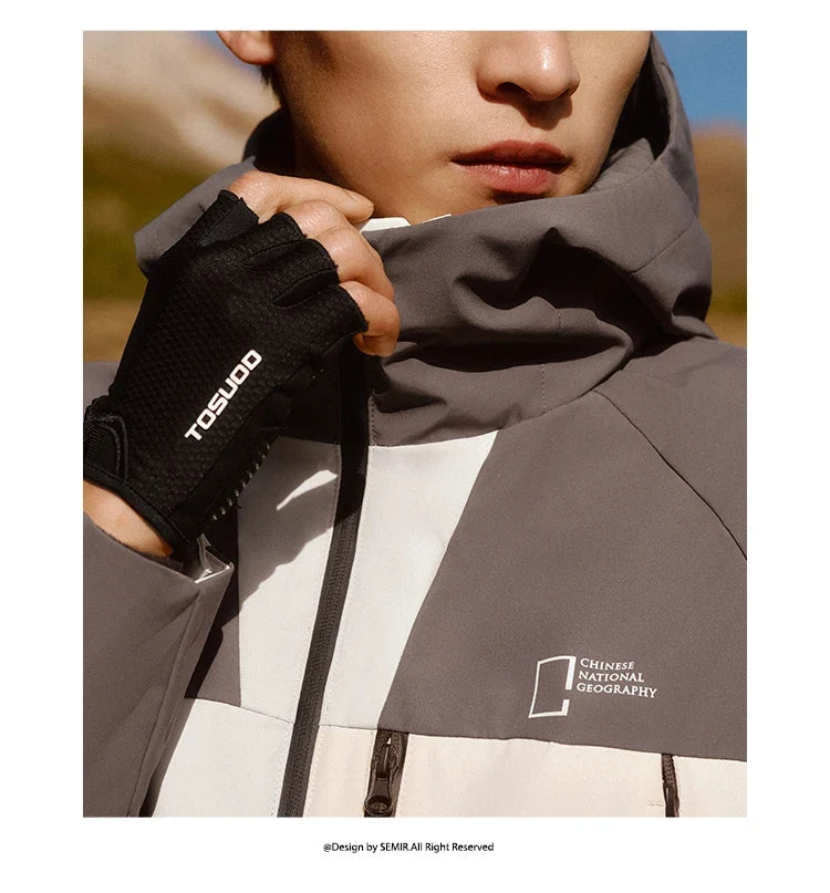 Down Jacket Men Three-in-One 2026 Winter New Colorblocked Stand-Up Collar Protective Outerwear