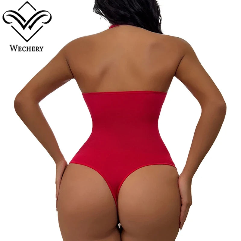 Wechery Slimming Underwear Bodysuits Tummy Reducing  Waist Trainer Shapewear Sexy Deep V Halter Top Two Ways To Wear