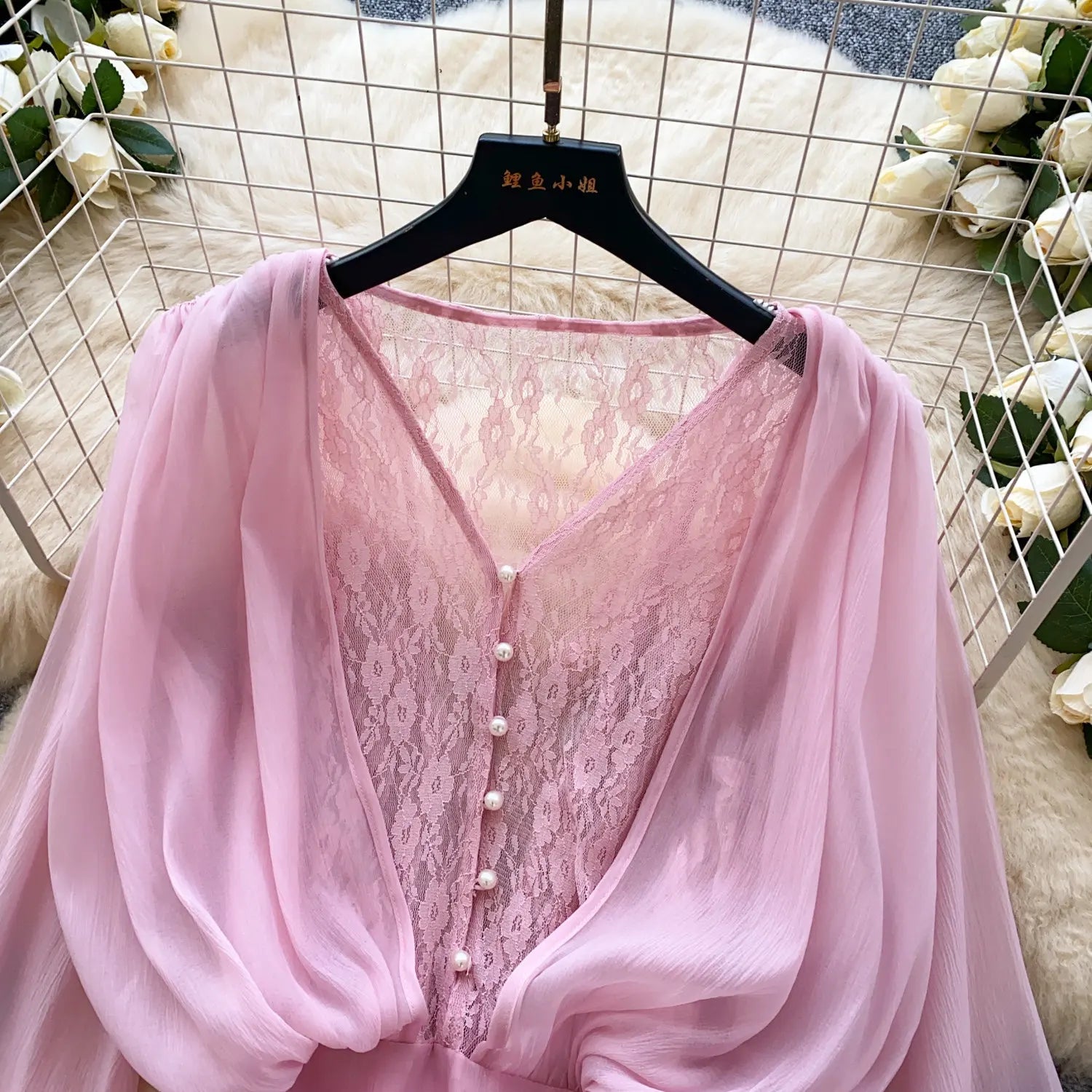 Fairycore Lace Chiffon Dresses With Stretch Shorts Pearl Button Bow Female Ruffles Sheer Seaside Holiday Mini Dress