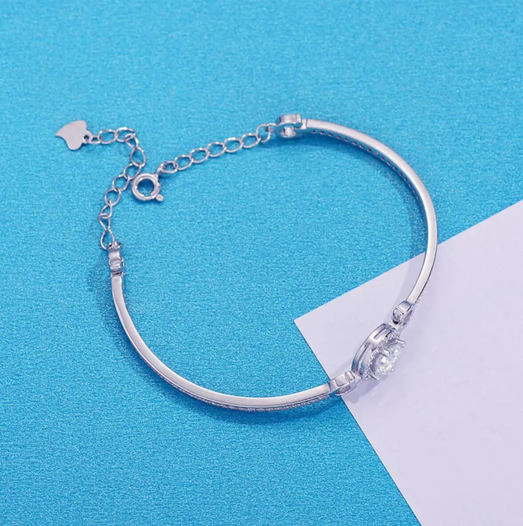 1.0 Cttw 925 Sterling Silver White Moissanite Bracelet For Women 18K Gold Plated Diamond Bangle with GRA Certificate Jewelry