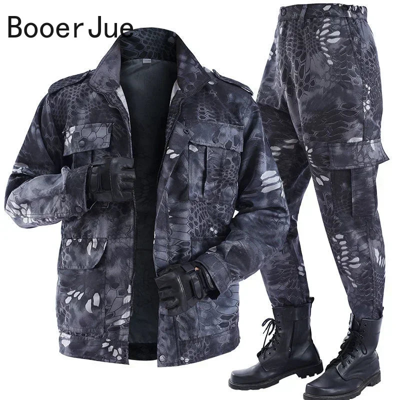 Labor Insurance Cloth Uniform Men's Soft Tracksuit Outdoor Suit Designer Clothes Black Python Pattern Wear-resistant Overalls