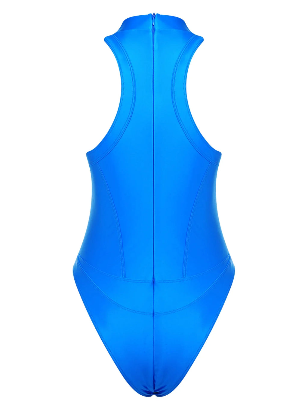 Womens Oil-shiny One-piece Bathing Suit Quick-drying Sleeveless Flat Seams High Cut Bodysuit Swimwear for Pool Beach Surfing