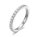 2mm Certified Moissanite Ring for Women Full Diamond Enternity Band S925 Sterling Silver Plated White Gold Jewelry