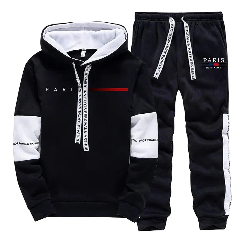 Autumn Winter Mens Tracksuit Print Casual Sweatshirts Sportswear Outdoors Sports Jogging Mens Clothing Single Piece Hoodie Pants