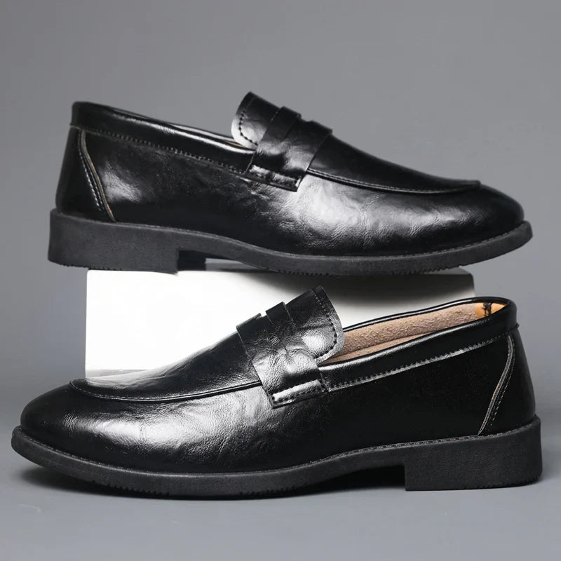 Mens Casual Leather Shoes Comfortable Slip on Loafers Leather Dress Shoe Classic Business Footwear zapatos para hombre chaussure