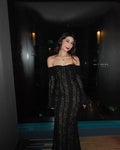 Autumn Off-Shoulder Maxi Dress Elegant Lace Flare Sleeves Red Evening Party Dress Women's New Arrival 2025 Cocktail Dress