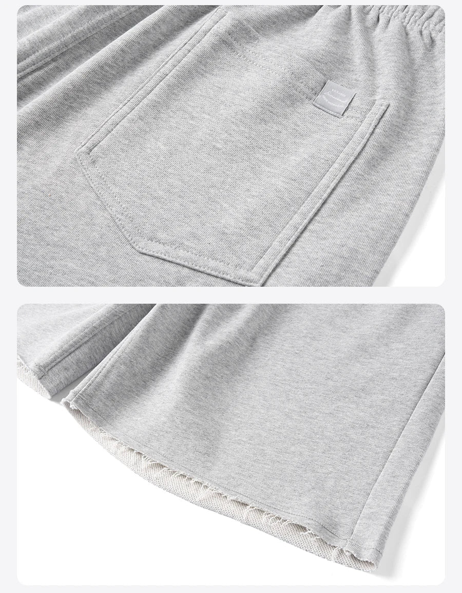 2025 Summer New Oversize 390gsm Drawstring Shorts Men  Raw  Hem Athletic Sports Runinng Shorts