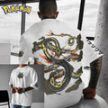 Pokémon Anime Rayquaza Peripheral Printed T-shirt Short Sleeved Men's and Women's Summer New Item Pure Cotton Loose Casual Top