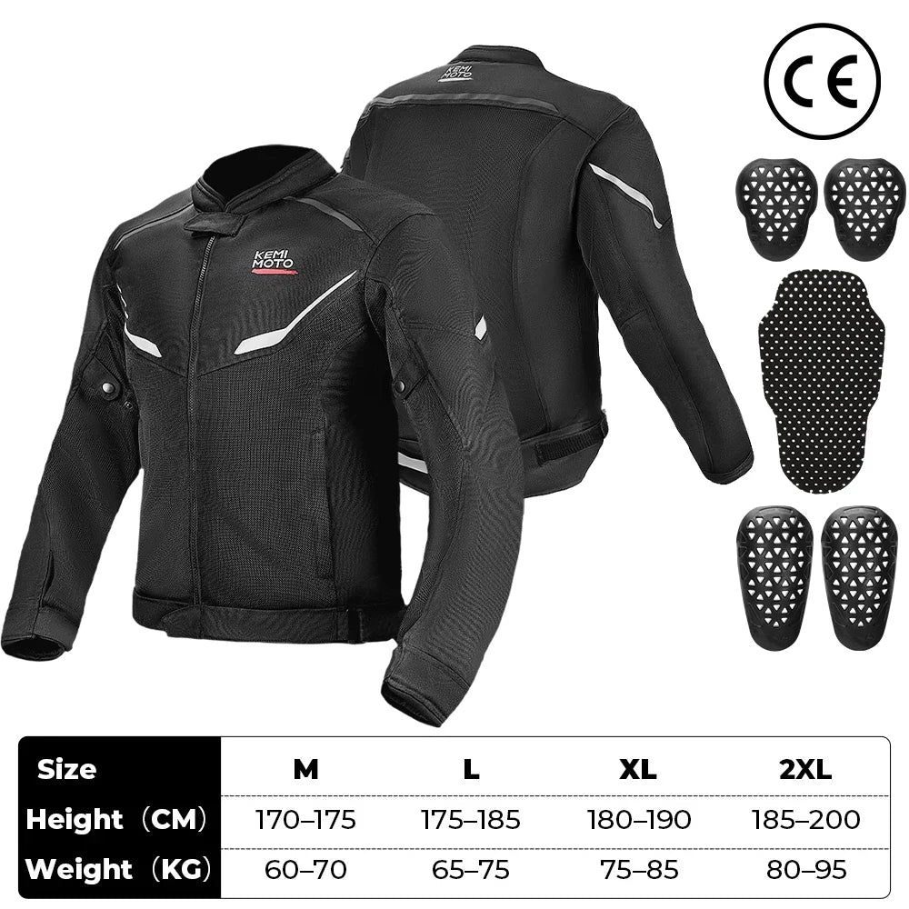 Men's Motorcycle Jacket Summer Soft Mesh  CE Certified Protector Gear Breathable Riding Cycling Outfit