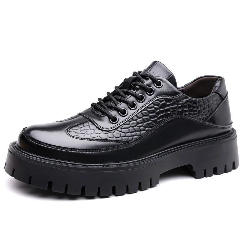 Retro Brown Men's Banquet Leather Shoes Thick Soled Wear-resistant Work Shoes2025 Classic Brand Men's Business Dress Shoes
