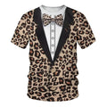 Animal Role Play Fun Leopard T Shirt Men's Short Sleeve O-neck Personality T Shirts Hip Hop Street Cosplay Print Stripes Tee