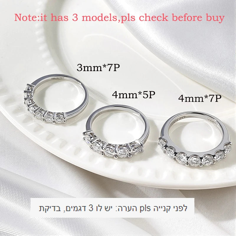3/4mm Sparkling Moissanite Stackable Ring Certified Wedding Band for Women 100% Real Pure 925 Silver Rings Jewelry