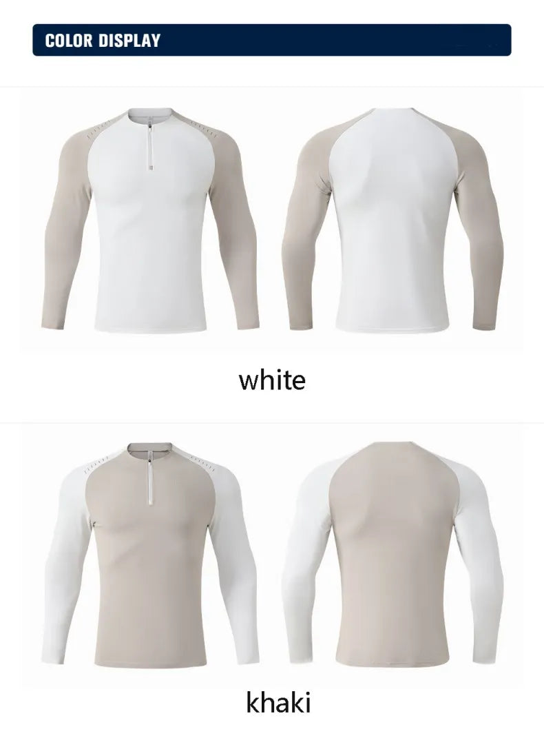 Outdoor Sports Stand-up Collar Long-sleeved Quick-drying Clothes Autumn Half-zipper Top Cycling Running Yoga Gym Fitness T-shirt