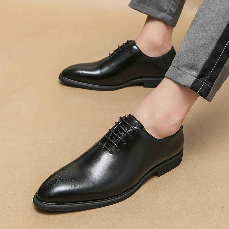 Men's Genuine Leather Dress Shoes Classic Oxford Soft Comfortable Lining Non-Slip Rubber Sole Business Office Formal Occasions
