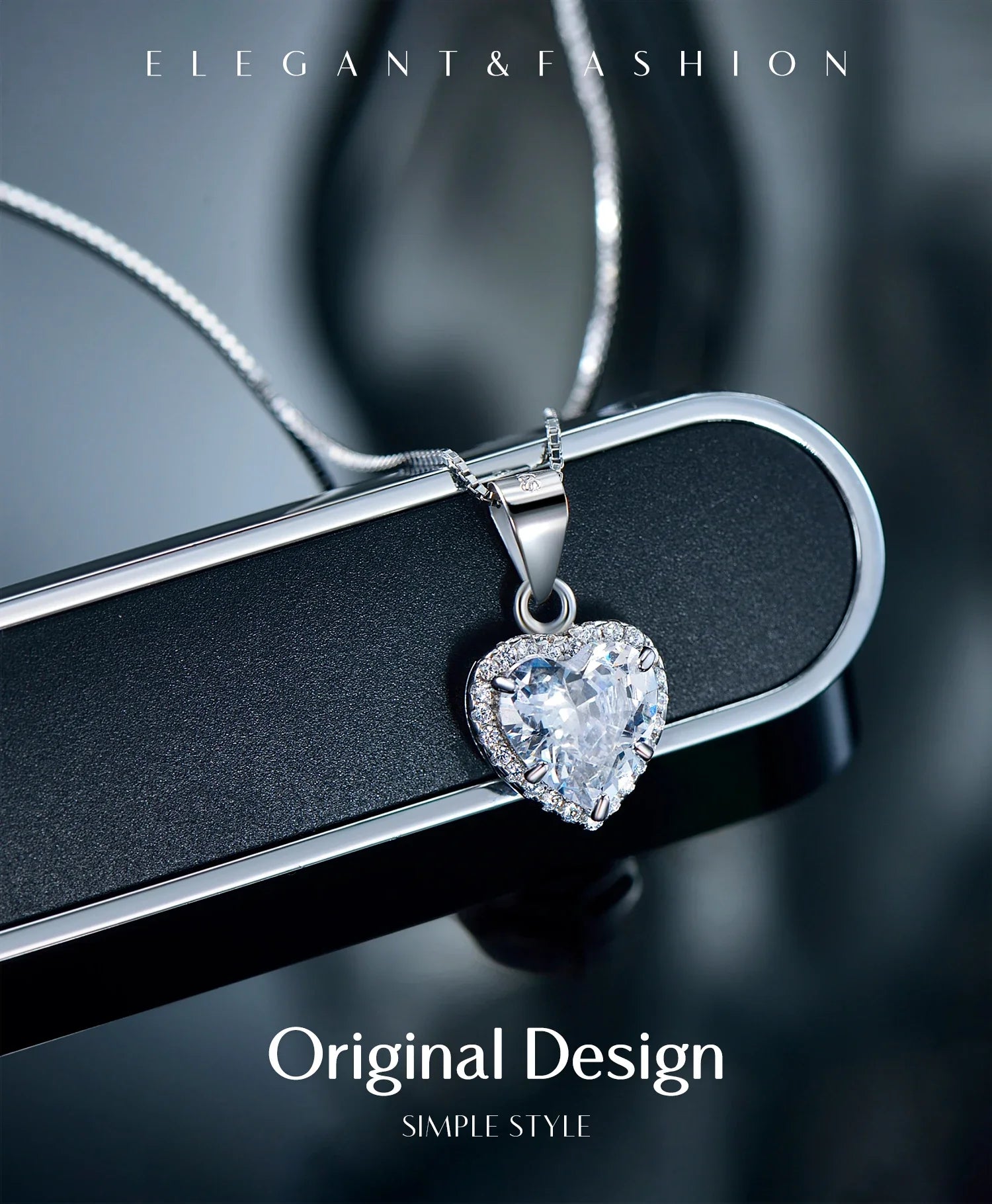 2020 New Design 925 Sterling Silver Heart pendant Fashion Heart Clear Zirconia Classic Wedding Chain Jewelry For Women