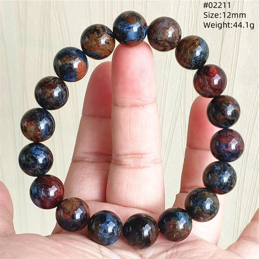 Natural Blue Pietersite Bracelet Women Men Beads Round Beads Chatoyant Cat Eye Fire Pietersite Namibia AAAAAA