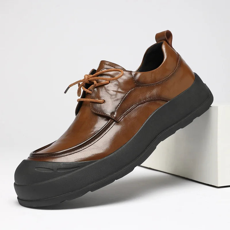 Spring New Designer Business Casual Shoes for Men Black Genuine Leather Shoes Male British Style Soft Sole Fashion Shoe Man
