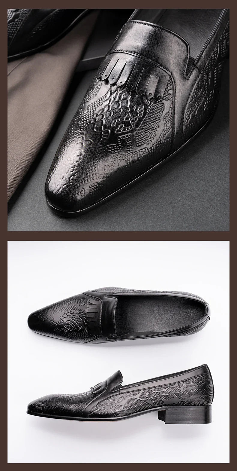 High Quality Fashion Loafers Dress Shoe Men Casual Leather Shoes Elegant Custom Mens Wedding Office Business Shoe Black Big Size