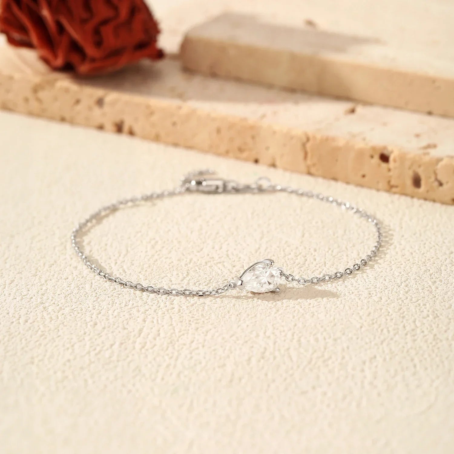 D Color Moissanite 925 Sterling Silver Luxury Lab Diamond Water Drop Link Chain Bracelet For Women Wedding Fine Jewelry