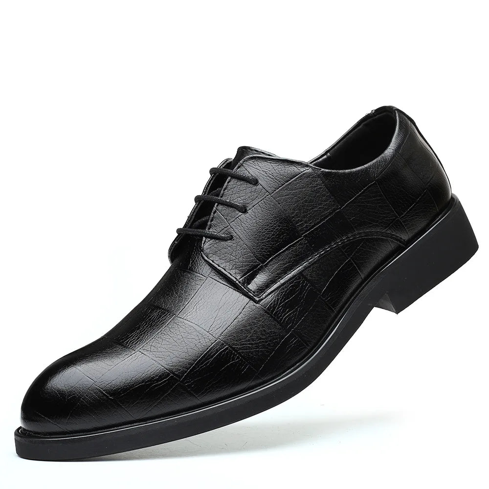 Breathable Men Shoes Korean Trendy Shoes Business Formal Leather Shoes Men Pointed Toe Inner Height Increase Large Size