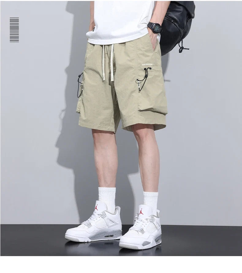 2024 Summer Thin Shorts for Men Cargo Pants Side Pockets Baggy Joggers Bermuda Knee Basketball Short Pant Male M-4XL