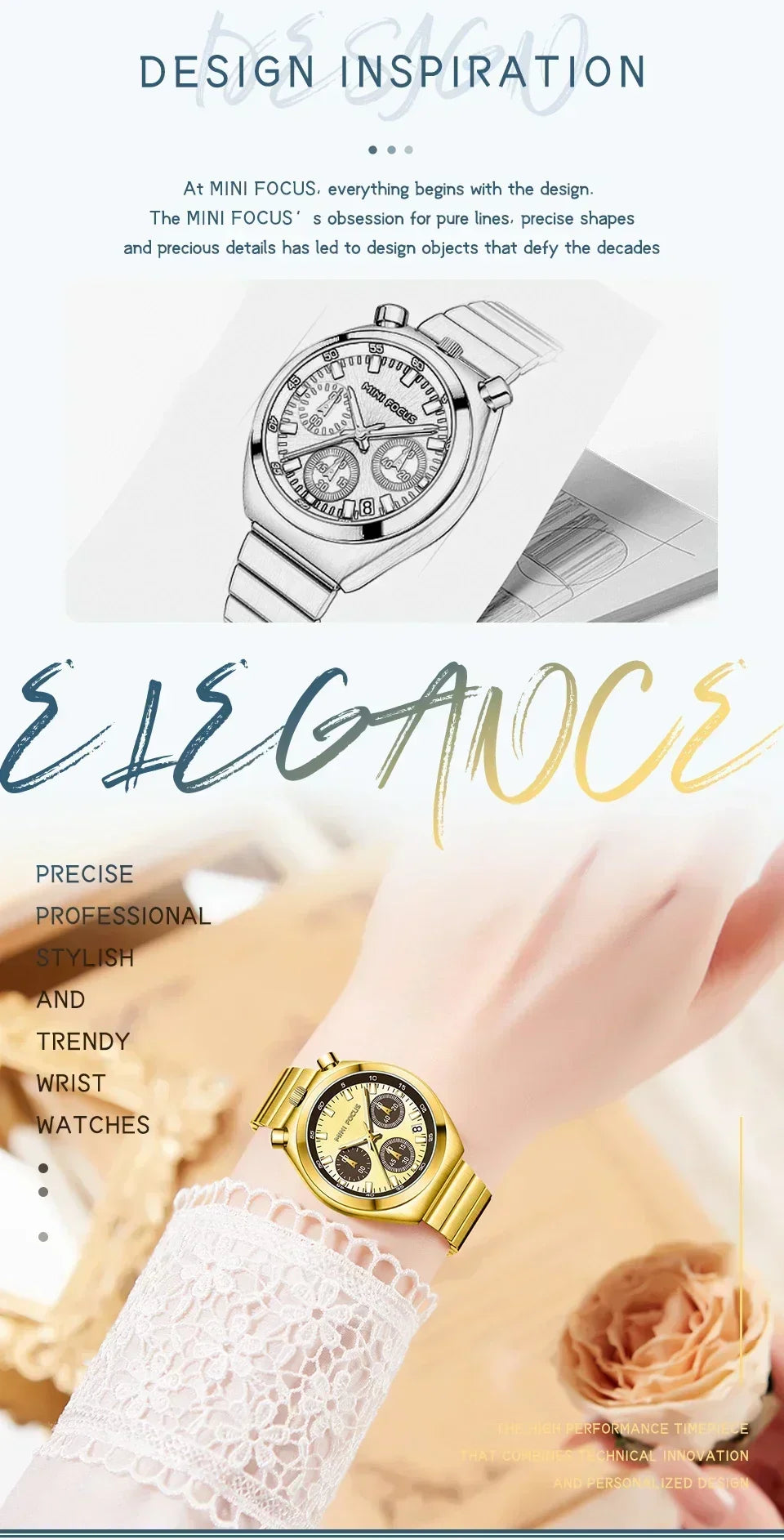 MINI FOCUS Multifunctional Panda Watch for Women Stainless Steel Casual Fashion Ladies Waterproof Quartz WristWatch Girl Gift
