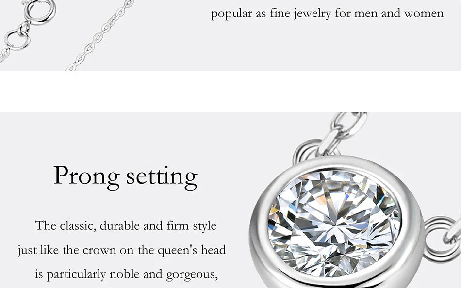 0.5/1CT Moissanite Necklace for Women S925 Pure Silver Bubble Round Diamond Pendant Fashion Jewelry Party Gift