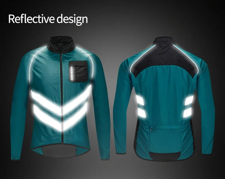 Reflective Cycling Windbreaker Men MTB Bike Jacket Moto Coat Windproof Camping Fishing Cycling Clothes Multi-use Jersey