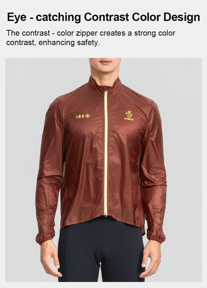 Men's Road Bike Windbreaker Windproof Water-Resistant Lightweight Bicycle Long Sleeved Cycling Jacket MTB Clothing Man