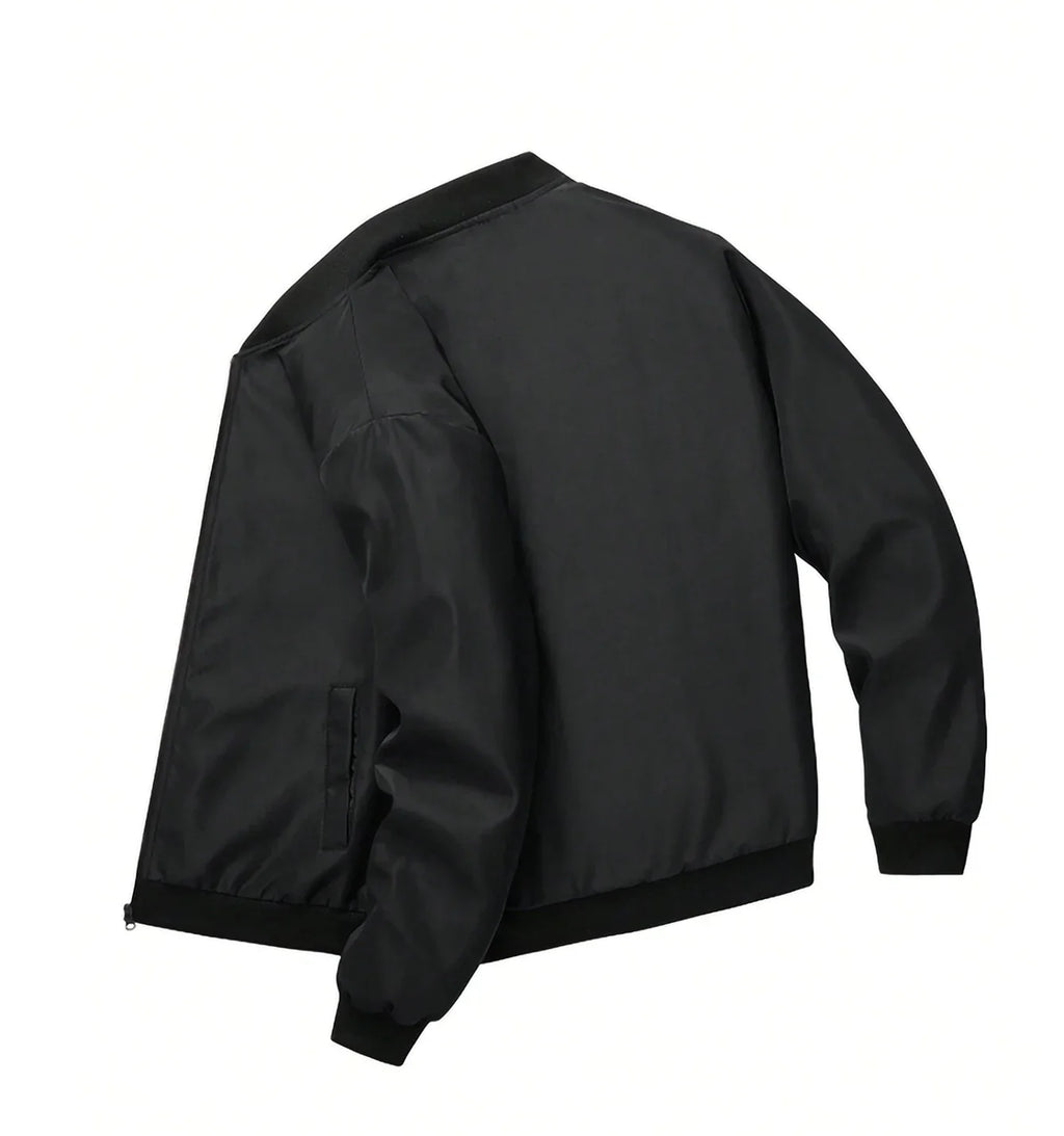 Men's Plain Light Jacket, Outdoor Sports and Leisure Stand-Up Collar Top, Baseball Jacket with Zipper and Elastic Hem, Windproof, Wear-Resistant, Comfortable and High-Quality Fabric, Suitable for Home Leisure, Work Clothing t
