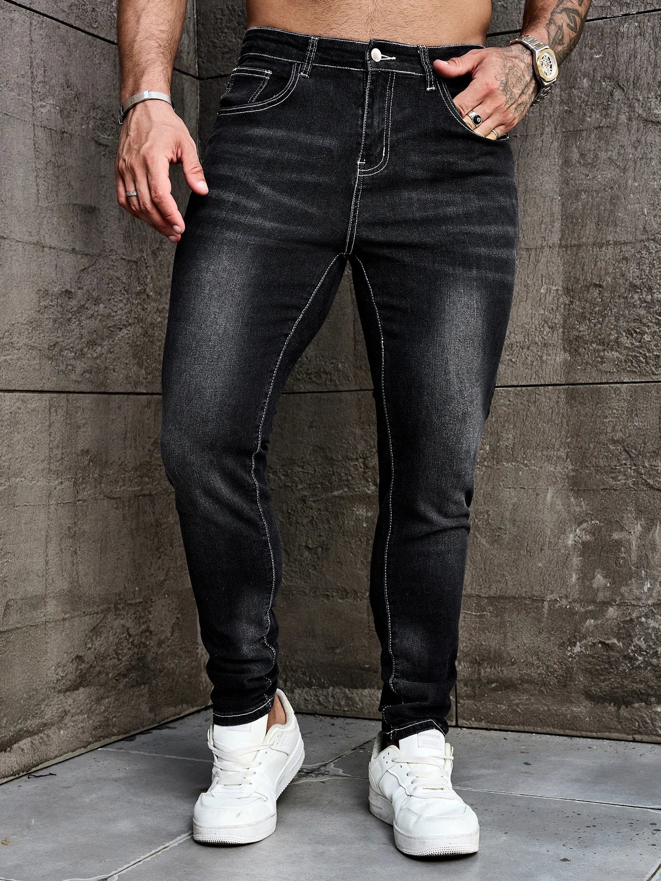 Men's Tight-Fitting Stretch Denim Pants